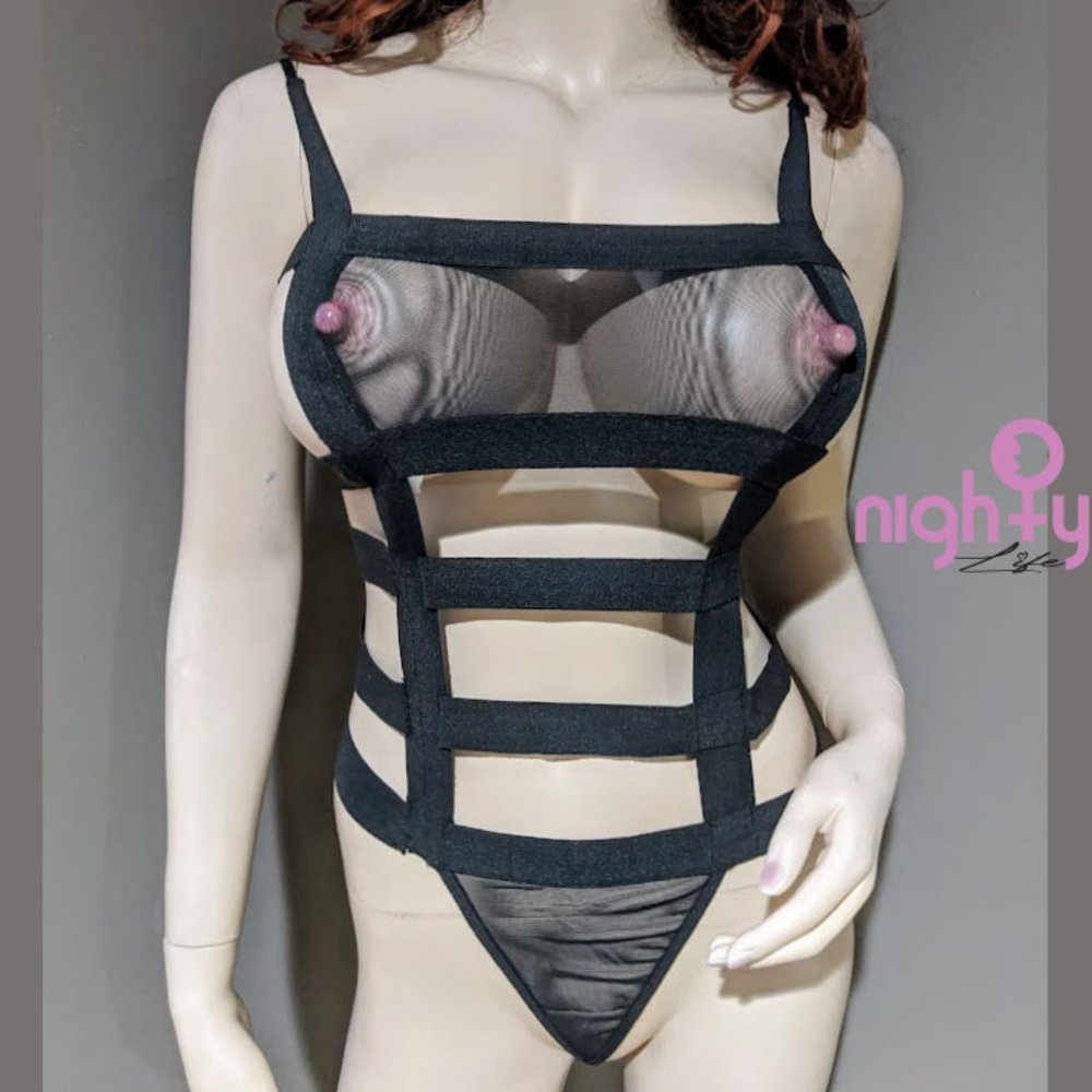 Caged In Strap Bodysuit Lingerie - Picture 2 of 4